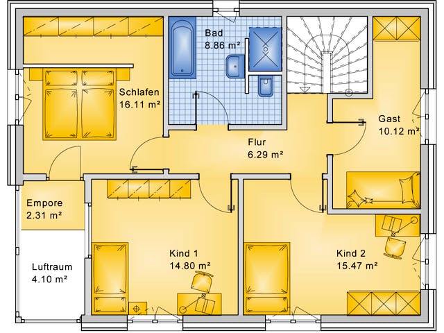 Fertighaus Planungsbeispiel 152H20 von Bio-Solar-Haus Schlüsselfertig ab 389619€, Satteldach-Klassiker Grundriss 2