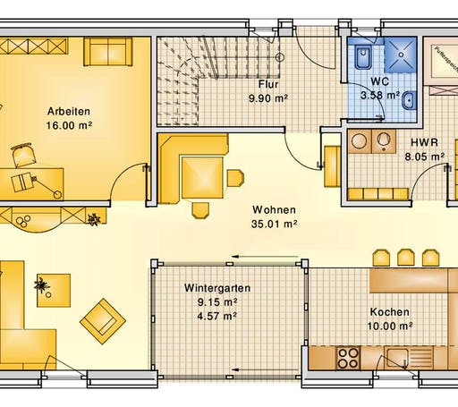Bio-Solar-Haus - Planungsbeispiel 158H15 Floorplan 1