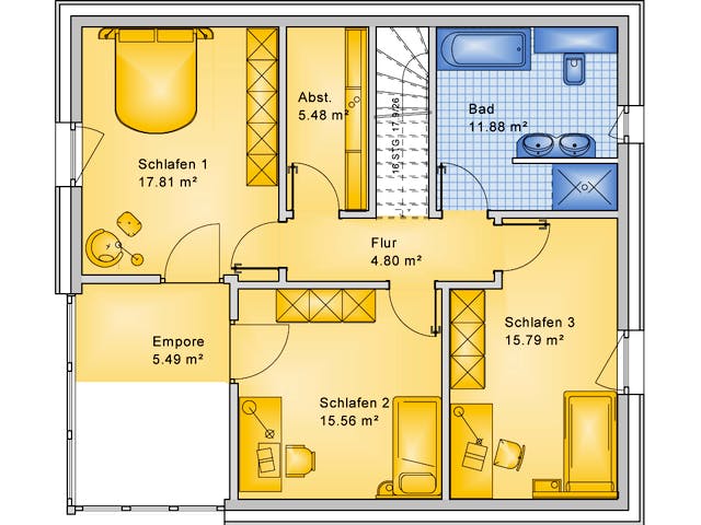 Fertighaus Planungsbeispiel 159SB20 von Bio-Solar-Haus Schlüsselfertig ab 428140€, Stadtvilla Grundriss 2