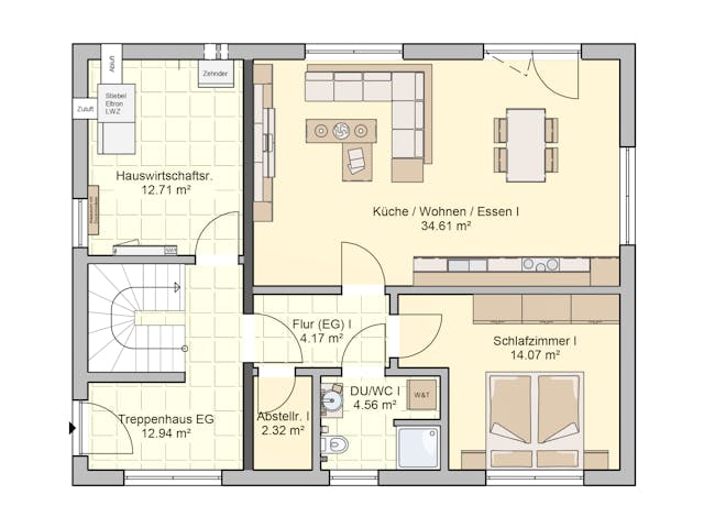 Fertighaus Junto 167 von Fingerhut Haus Schlüsselfertig ab 523164€, Satteldach-Klassiker Grundriss 1