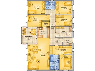 Fertighaus Planungsbeispiel 160H10 von Bio-Solar-Haus Schlüsselfertig ab 411471€, Bungalow Grundriss 1