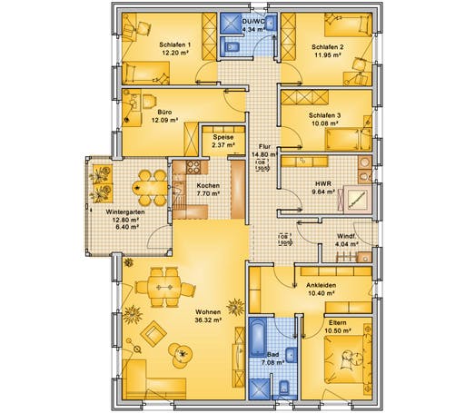 Bio-Solar-Haus - Planungsbeispiel 160H10 Floorplan 1