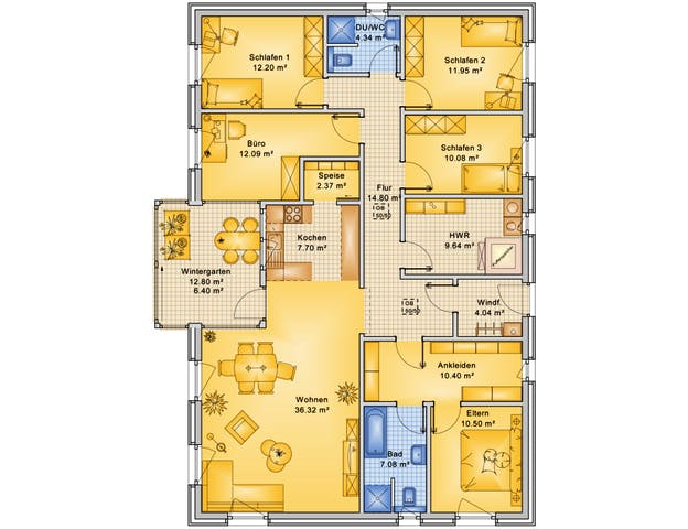 Grundriss Bungalow 5 Zimmer