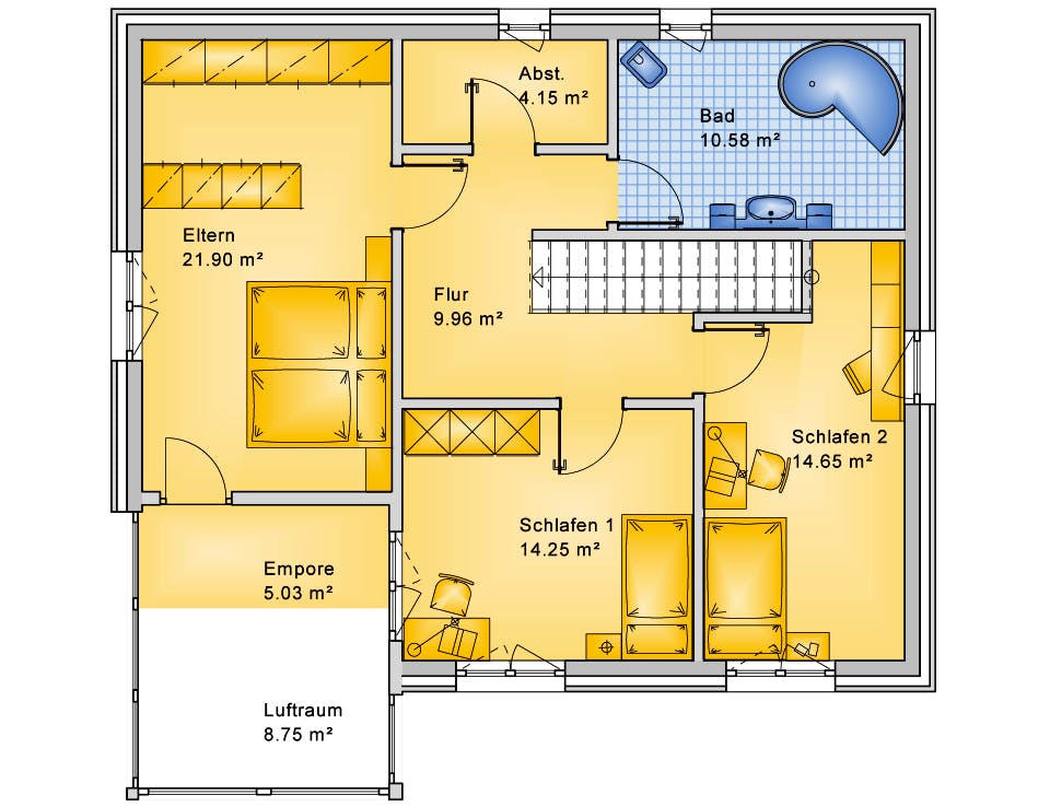 Fertighaus Planungsbeispiel 165H20 von Bio-Solar-Haus Schlüsselfertig ab 405086€, Satteldach-Klassiker Grundriss 2