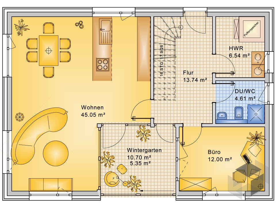 Planungsbeispiel 168H20 von Bio-Solar-Haus Grundriss