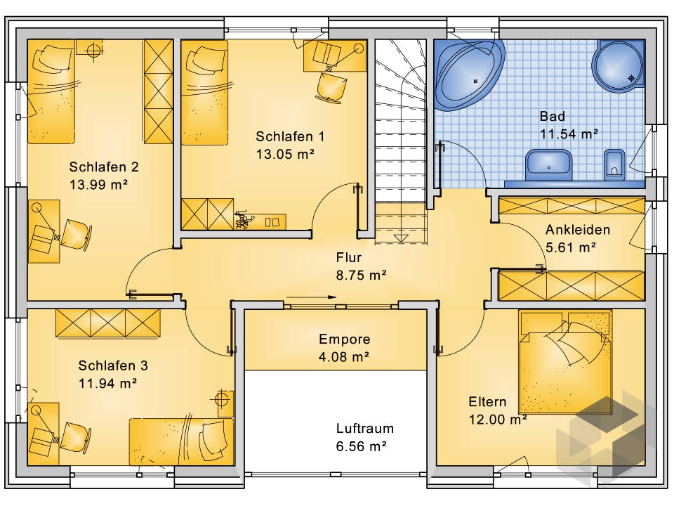 Planungsbeispiel 168H20 von Bio-Solar-Haus Grundriss