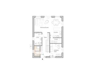 Massivhaus EINFAMILIENHAUS 150 GE von Kähler Massivhaus Schlüsselfertig ab 375190€, Satteldach-Klassiker Grundriss 1