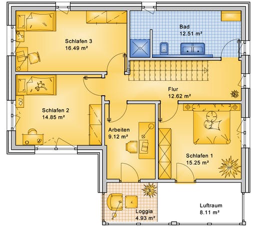 Fertighaus Planungsbeispiel 170H20 von Bio-Solar-Haus Schlüsselfertig ab 415133€, Satteldach-Klassiker Grundriss 2