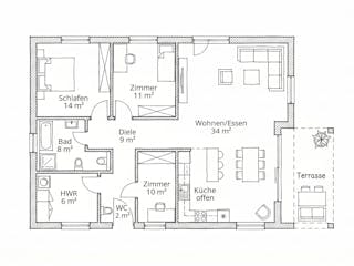 Massivhaus Bungalow 100 von Ever Energy Home, Bungalow Außenansicht 5