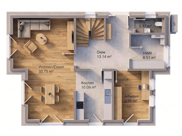 Massivhaus Pult 149 von AMR-Wohnbau Schlüsselfertig ab 355000€, Pultdachhaus Grundriss 1