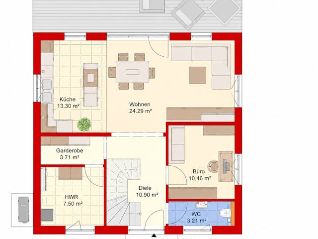 Massivhaus Trendhaus Familienglück 133 m² mit LIAPLAN  gebaut von Mein Haus Bausysteme, Satteldach-Klassiker Grundriss 1