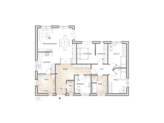 Massivhaus WINKELBUNGALOW 135 von Kähler Massivhaus Schlüsselfertig ab 367920€, Bungalow Grundriss 1