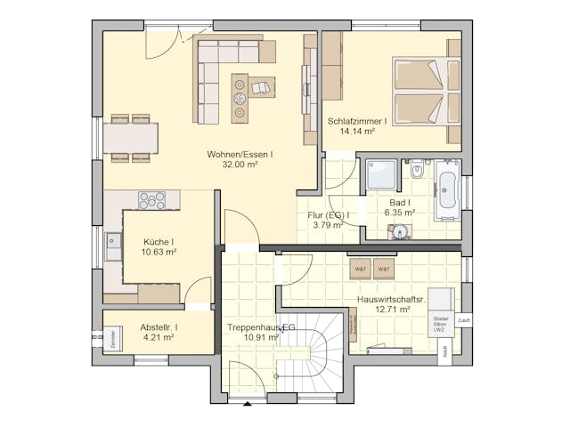 Fertighaus Junto 184 von Fingerhut Haus Schlüsselfertig ab 562403€, Satteldach-Klassiker Grundriss 1
