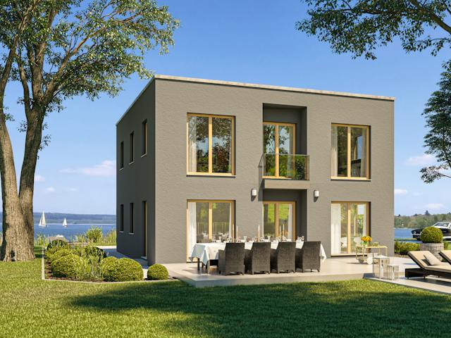 Fertighaus Kubus 0-140 von BoHolz Haus Schlüsselfertig ab 485365€, Cubushaus Außenansicht 1