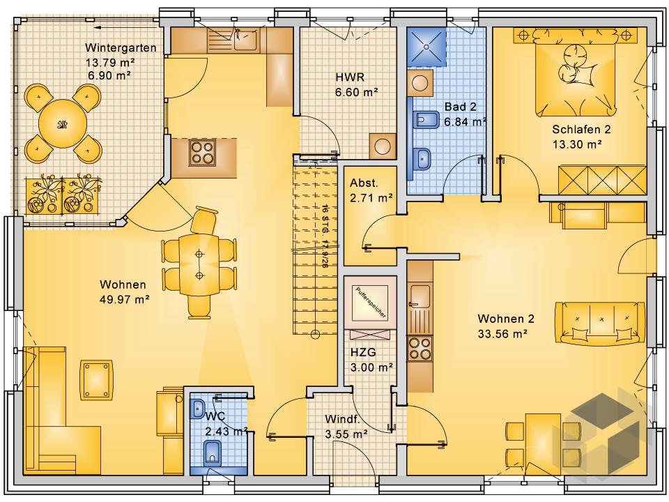 Planungsbeispiel 252H20 von Bio-Solar-Haus Grundriss
