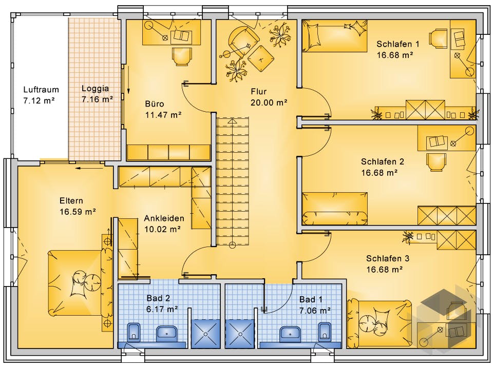 Planungsbeispiel 252H20 von Bio-Solar-Haus Grundriss