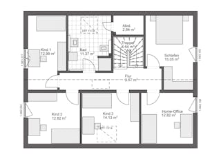 Fertighaus White&Black 190 von WHITE&BLACK Fertighäuser Ausbauhaus ab 235402€, Satteldach-Klassiker Grundriss 2