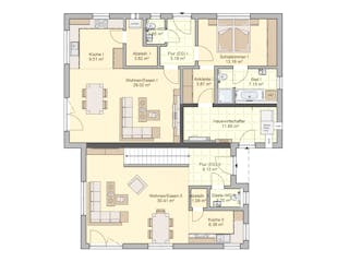 Fertighaus Junto 168 von Fingerhut Haus Schlüsselfertig ab 599262€, Pultdachhaus Grundriss 1