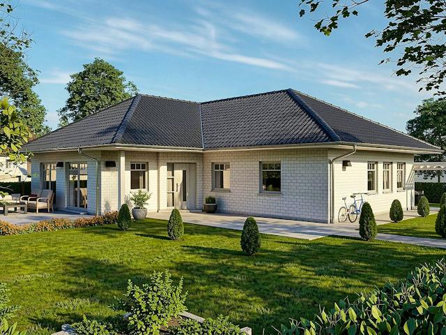 Massivhaus Lobbe von TIMOWA Massivhäuser Schlüsselfertig ab 347900€, Bungalow Außenansicht 1