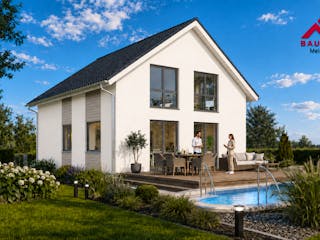 Massivhaus Trendhaus  Junge Familie 135 und  Keller mit LIAPLAN gebaut von Mein Haus Bausysteme, Außenansicht 3