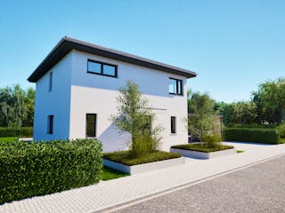 Massivhaus Entwurf CL131 von FAVORIT Massivhaus, Stadtvilla Außenansicht 10