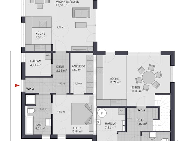 Massivhaus Entwurf PR171-78 von FAVORIT Massivhaus, Cubushaus Grundriss 1