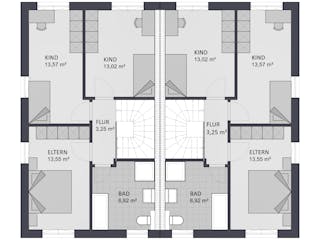 Massivhaus Entwurf FI 110 von FAVORIT Massivhaus, Satteldach-Klassiker Grundriss 2