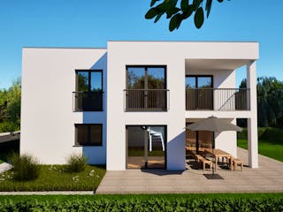 Massivhaus Entwurf CD108 von FAVORIT Massivhaus, Cubushaus Außenansicht 12