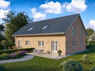Massivhaus DOPPELHAUS 120 von Kähler Massivhaus Schlüsselfertig ab 306455€, Satteldach-Klassiker Außenansicht 1