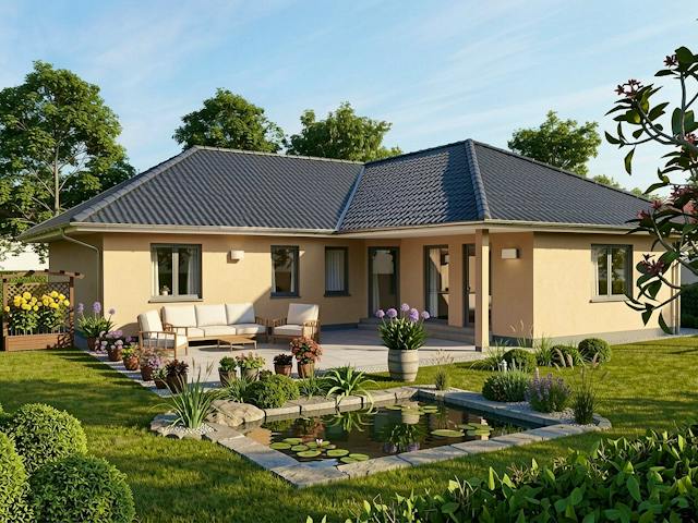 Massivhaus Drigge 143 von TIMOWA Massivhäuser Schlüsselfertig ab 339900€, Bungalow Außenansicht 1