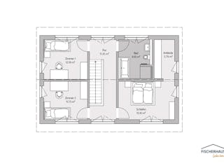 Fertighaus Modern 127 (Julius) von FischerHaus, Satteldach-Klassiker Grundriss 2