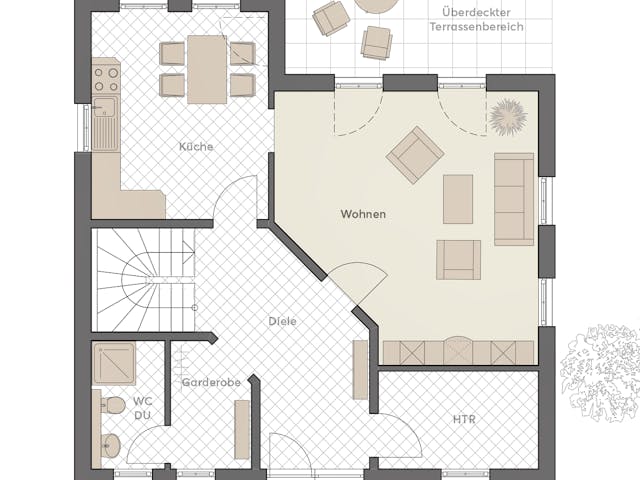 Massivhaus Villa Verona von ROTH MASSIVHAUS Schlüsselfertig ab 384000€, Stadtvilla Grundriss 1