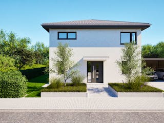 Massivhaus Entwurf CL131 von FAVORIT Massivhaus, Stadtvilla Außenansicht 2