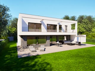 Massivhaus Entwurf CD245 von FAVORIT Massivhaus, Cubushaus Außenansicht 17
