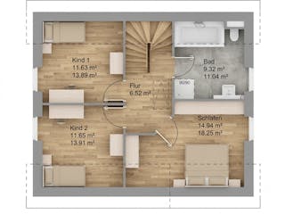 Massivhaus Satteldach 131 von AMR-Wohnbau Schlüsselfertig ab 291000€, Satteldach-Klassiker Grundriss 2