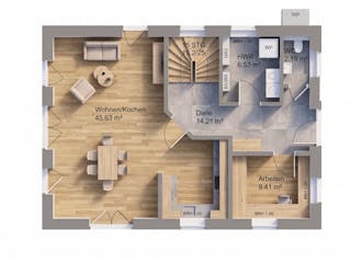 Massivhaus Satteldach 154 von AMR-Wohnbau Schlüsselfertig ab 325000€, Satteldach-Klassiker Grundriss 1