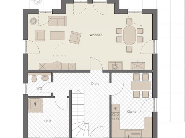 Massivhaus Stadtvilla Lugana von ROTH MASSIVHAUS Schlüsselfertig ab 379500€, Stadtvilla Grundriss 1