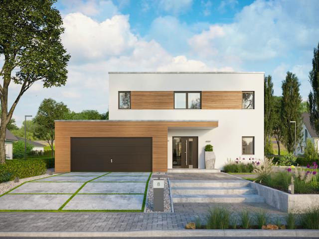 Fertighaus Kubus 0-166 von BoHolz Haus Schlüsselfertig ab 605941€, Cubushaus Außenansicht 1