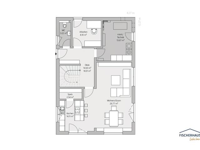 Fertighaus Stadtvilla S 156 von FischerHaus, Stadtvilla Grundriss 1