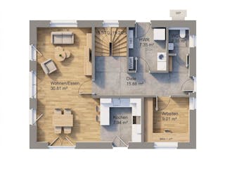 Massivhaus Satteldach 144 von AMR-Wohnbau Schlüsselfertig ab 317000€, Satteldach-Klassiker Grundriss 1
