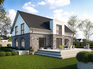 Massivhaus GIEBELHAUS 180 von Kähler Massivhaus Schlüsselfertig ab 433240€, Satteldach-Klassiker Außenansicht 1