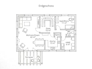 Massivhaus Stadtvilla 150/155 von Ever Energy Home, Stadtvilla Grundriss 1