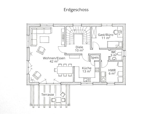 Massivhaus Stadtvilla 150/155 von Ever Energy Home, Stadtvilla Grundriss 1