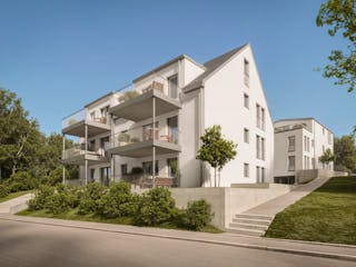 Fertighaus Moderne Wohnanlage mit 12 Wohnungen und einer Tiefgarage. von DFH Wohnungsbau, Blockhaus Außenansicht 1
