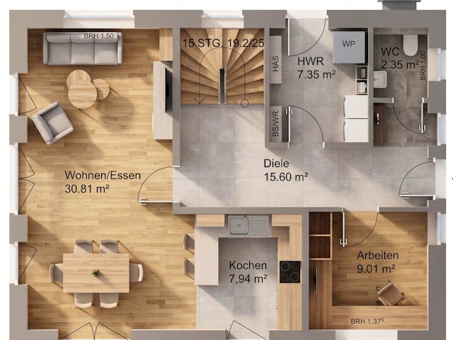 Fertighaus Satteldach 144 von AMR-Wohnbau Schlüsselfertig ab 317000€, Satteldach-Klassiker Grundriss 1