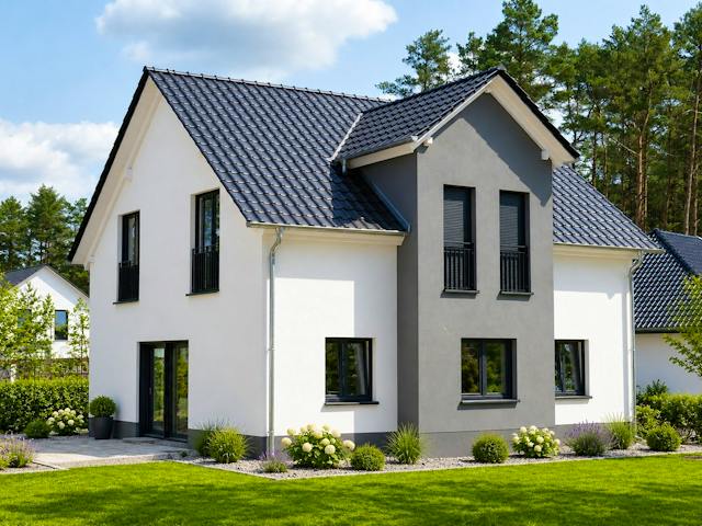 Massivhaus Einfamilienhaus K_159 von VARIODOMO Bausysteme Schlüsselfertig ab 359900€, Satteldach-Klassiker Außenansicht 1