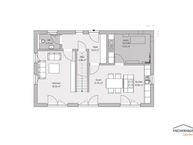 Fertighaus Stadtvilla 133 von FischerHaus, Stadtvilla Grundriss 1