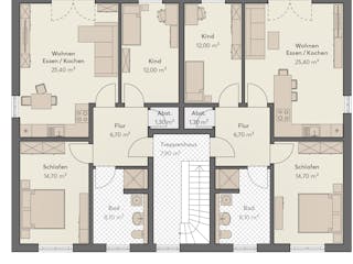 Massivhaus Haus Hönow (6 WE) von ROTH MASSIVHAUS Schlüsselfertig ab 1629000€, Cubushaus Grundriss 2