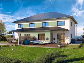 Fertighaus Doppelhaushälfte 28-299 von BoHolz Haus Schlüsselfertig ab 443500€, Stadtvilla Außenansicht 1
