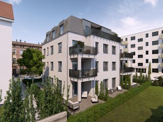 Fertighaus Mehrfamilienhaus mit Tiefgarage von DFH Wohnungsbau, Blockhaus Außenansicht 1